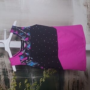 Freestyle Girls Medium black pink gymnastics costume top